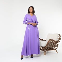 فستان سهرة كلو قصات بطريقة كلاسيكية بشغل يدوي - tahaniboutique