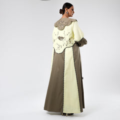 دراعه قطن مشغولة يدوياً بالريسم والخرز - tahaniboutique