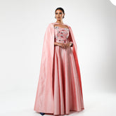 فستان سهرة قصات تربل كلوش بشغل يدوي - tahaniboutique