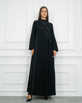 عباية سادة عملية بريم رمادي فاتح - كوبا خاص لتهاني بوتيك - tahaniboutique