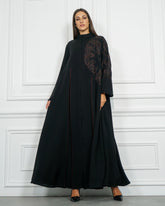 عباية رسمية ببريم بنفسجي - كريب خاص لتهاني بوتيك - tahaniboutique