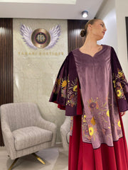 Ready-made - Practical gown made of Japanese velvet and Italian crepe, hand-embroidered