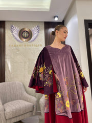 Ready-made - Practical gown made of Japanese velvet and Italian crepe, hand-embroidered