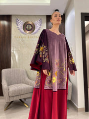 Ready-made - Practical gown made of Japanese velvet and Italian crepe, hand-embroidered