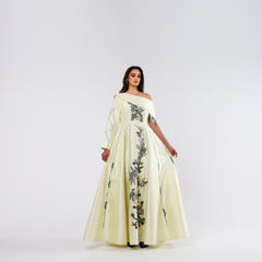 Hand-woven dress with Japanese threads, sequins and beads