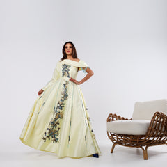 Hand-woven dress with Japanese threads, sequins and beads