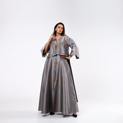 Elegant and distinctive dress-style gown with hand embroidery