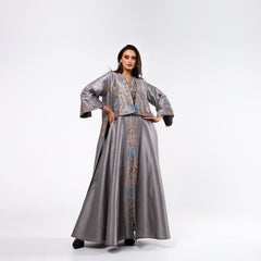 Elegant and distinctive dress-style gown with hand embroidery