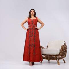 A handcrafted piece of art made of woven fabric, threads, sequins, Japanese beads and soft feathers.