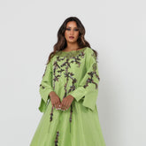 دراعة كويتية فخمة - مشغولة يدوياً بالريسم والخرز والكريستال الإيطالي | شانتون إيطالي - tahaniboutique