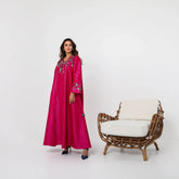دراعة كويتية فاخرة - مشغولة يدوياً بالريسم والخرز والترتر | شانتون إيطالي - tahaniboutique