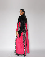 دراعة دبل كلوش - مزيج من شال الصوف الناعم والمخمل | تطريز وتشكيل يدوي - tahaniboutique