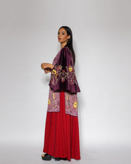 دراعة مخمل دبل كلوش - تطريز يدوي | مخمل وكريب فاخر - tahaniboutique