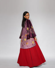 دراعة مخمل دبل كلوش - تطريز يدوي | مخمل وكريب فاخر - tahaniboutique