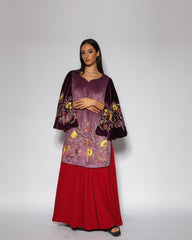 دراعة مخمل دبل كلوش - تطريز يدوي | مخمل وكريب فاخر - tahaniboutique