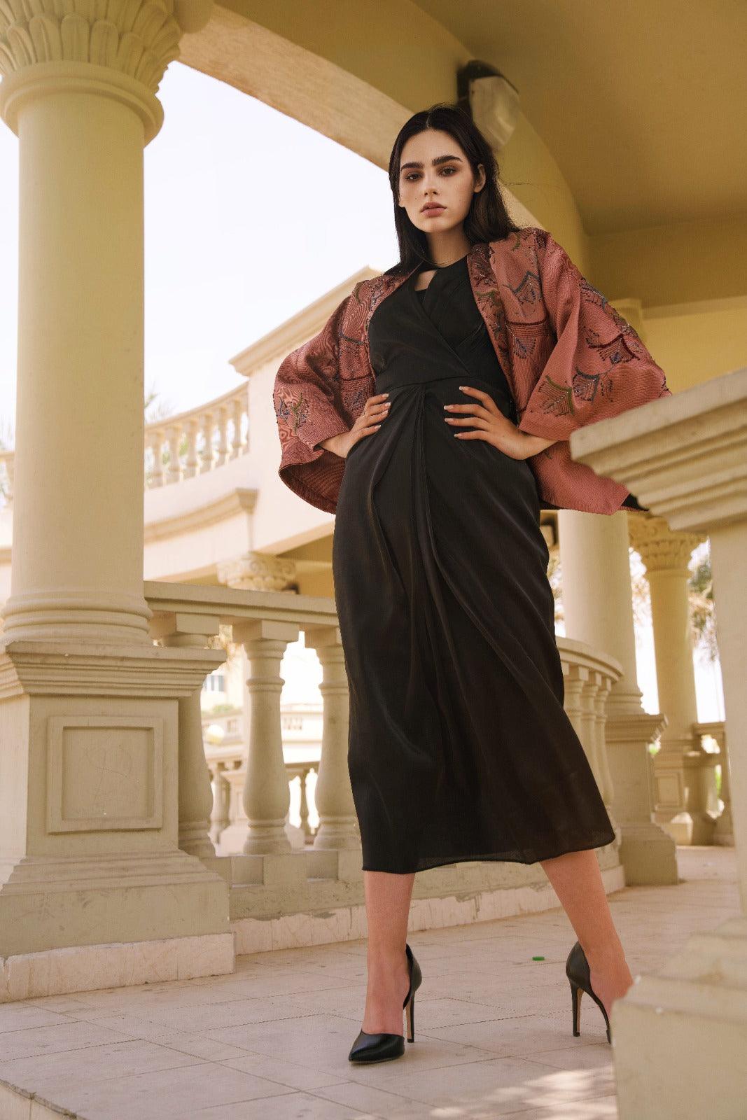 فستان سهرة جازار وجاكار إيطالي - تصميم فخم يدوي - tahaniboutique