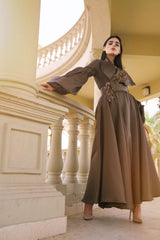 فستان سهرة جاكار إيطالي فاخر - تصميم يدوي - tahaniboutique