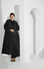 جاكيت صوف ناعم رمادي غامق - tahaniboutique