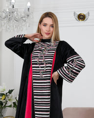 دراعة عملية مخمل ياباني - tahaniboutique