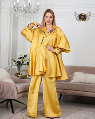 طقم نسائي قطعتين كريب حرير - tahaniboutique