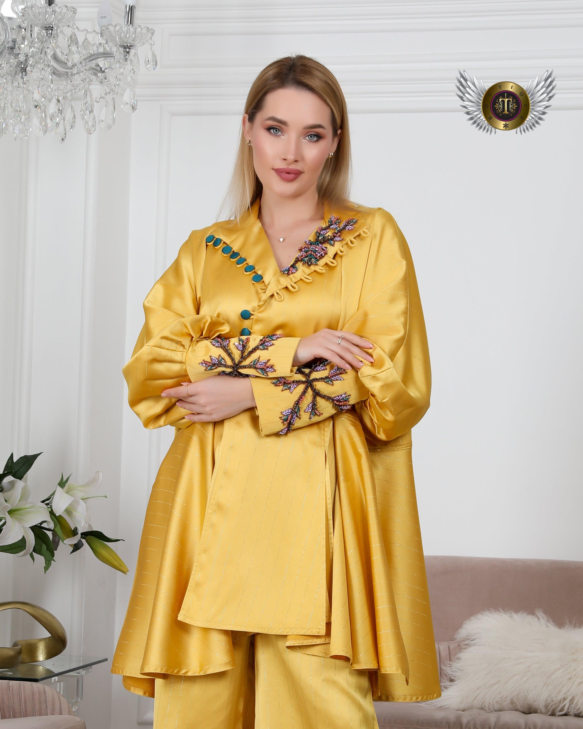 طقم نسائي قطعتين كريب حرير - tahaniboutique