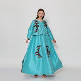 دراعة فخمة قطعتين فستان وصدرية - مشغولة بنظام الحبكة | شانتون لجميع الفصول - tahaniboutique