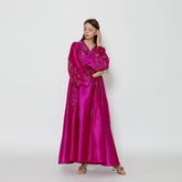 دراعة فاخرة مبطنة قبة دائرية وأكمام كلوش - مشغولة يدوياً - tahaniboutique