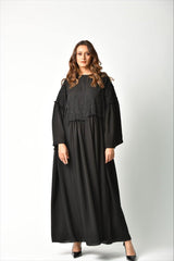 عباية رسمية دانتيل ونمنم - tahaniboutique