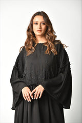 عباية رسمية دانتيل ونمنم - tahaniboutique