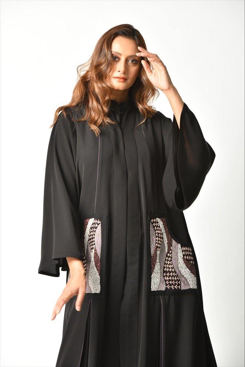 عباية مناسبات جيب ملونة - tahaniboutique