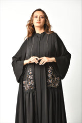 عباية تصميم عملي بجيب ملونة - tahaniboutique