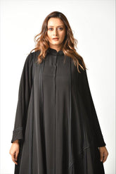 عباية بريم كحلي بقصات عملية من تهاني بوتيك - tahaniboutique