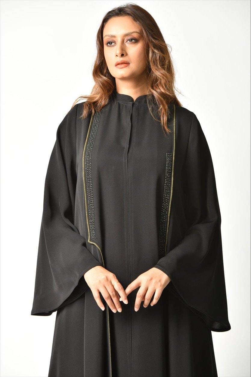 عباية محبوكة بلون زيتي - tahaniboutique