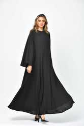 عباية رسمية سادة تربل كلوش بقصات طولية من تهاني بوتيك - tahaniboutique