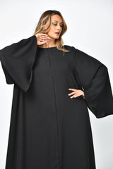 عباية سادة دبل كلوش بكسرات كلاسيكية من تهاني بوتيك - tahaniboutique