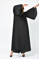 عباية سادة دبل كلوش بكسرات كلاسيكية من تهاني بوتيك - tahaniboutique