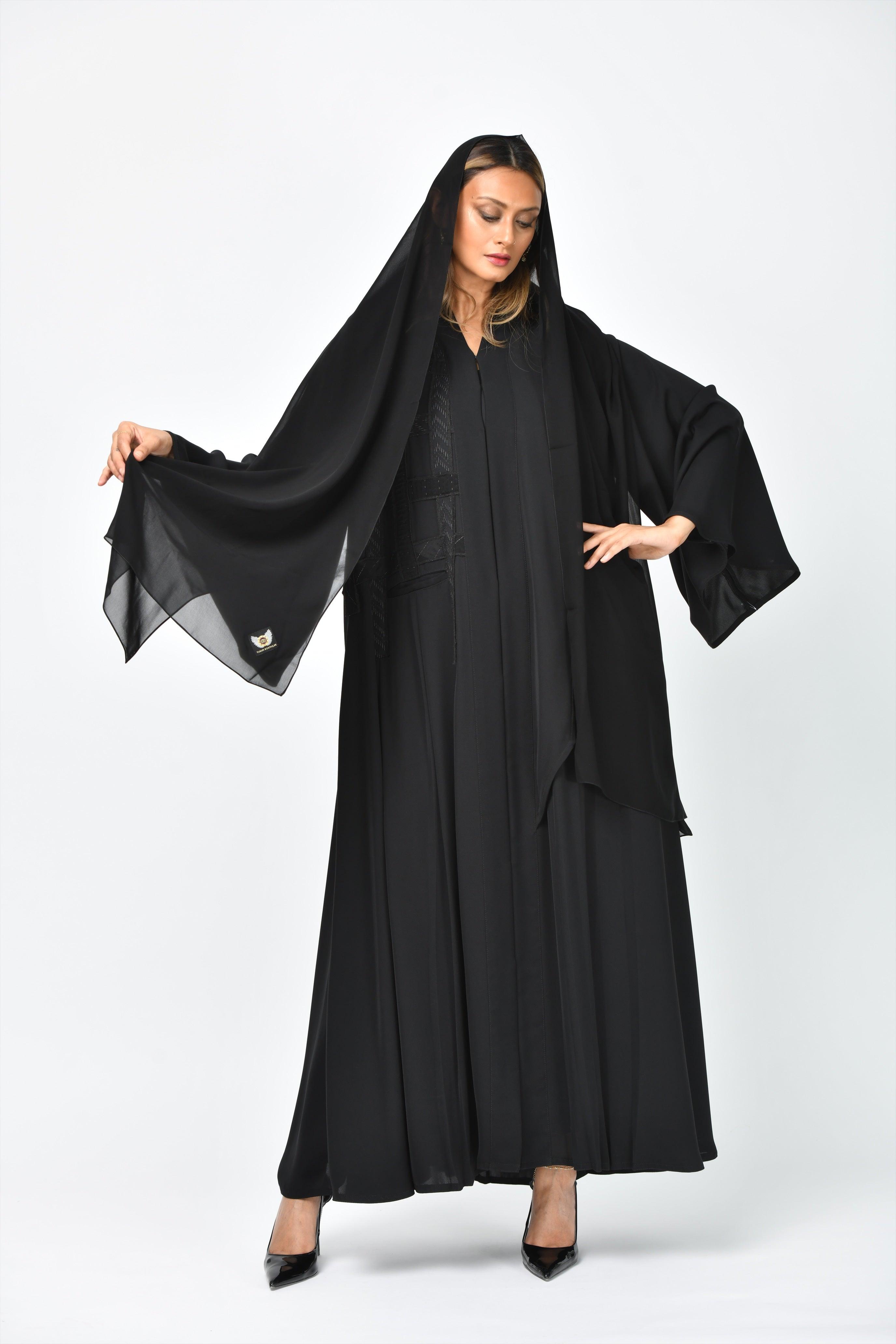 عباية رسمية سادة دبل كلوش من تهاني بوتيك - tahaniboutique