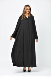 عباية سادة كريب تربل كلوش بتصميم أنيق - tahaniboutique