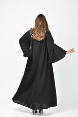 عباية دبل كلوش سادة بقصات طولية من تهاني بوتيك - tahaniboutique