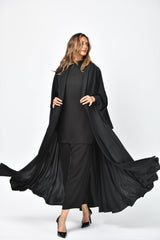 عباية تربل كلوش سادة مفتوحة بالكامل من تهاني بوتيك - tahaniboutique
