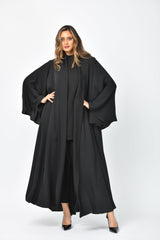 عباية تربل كلوش سادة مفتوحة بالكامل من تهاني بوتيك - tahaniboutique