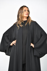 عباية تربل كلوش سادة مفتوحة بالكامل من تهاني بوتيك - tahaniboutique