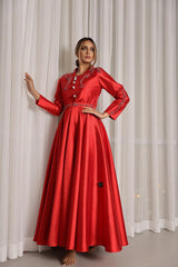 طقم نسائي فاخر من جاكار كرستال - تصميم يدوي مع حزام - tahaniboutique