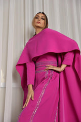 طقم نسائي جيمسوت مع شال - طقم كريب يدوي الصنع - tahaniboutique