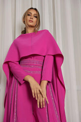 طقم نسائي جيمسوت مع شال - طقم كريب يدوي الصنع - tahaniboutique