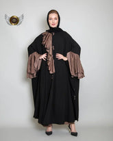 عباية سادة مع رفلز بني - tahaniboutique