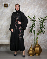 عباية مناسبات زخارف وردية - tahaniboutique