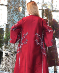 دراعة فخمة شك يدوي مع ترتر وبريم قبة دائرية - tahaniboutique