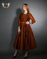 فستان سهرة شانتون فاخر - تصميم يدوي - tahaniboutique