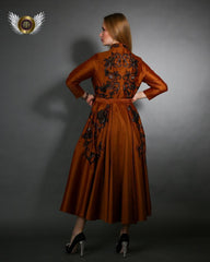 فستان سهرة شانتون فاخر - تصميم يدوي - tahaniboutique